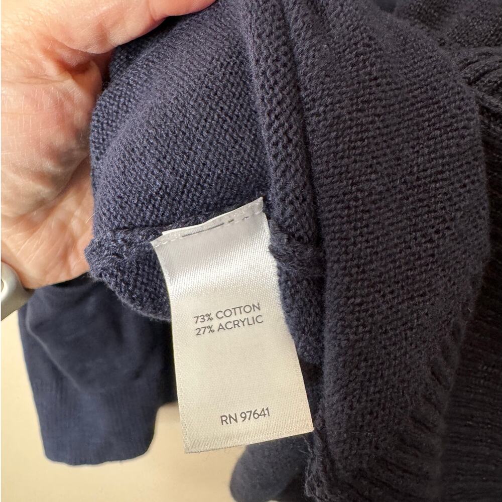 NWOT J. Jill X-Large Navy Blue Cotton Knit Blazer Jacket Collar Slouchy Pockets - Picture 7 of 8